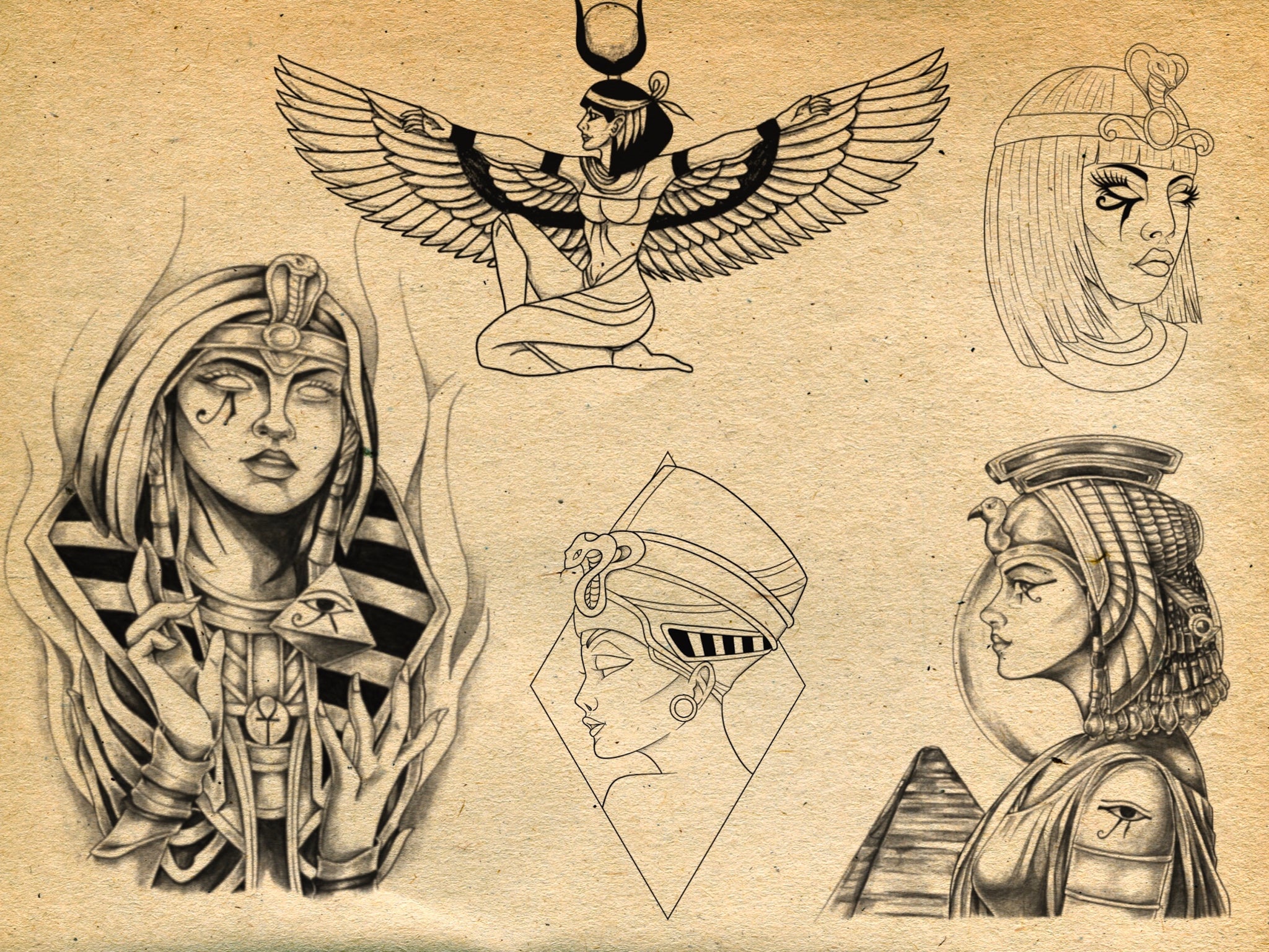 Ancient Egypt tattoo. Queen of Egypt Nefertiti, art nouveau woman. Egyptian  princess Cvleopatra. Ancient Egypt woman t-shirt design Stock Vector |  Adobe Stock